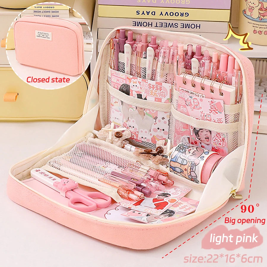 Kawaii Pencil Case Large Capacity Bag Pouch Box For Girls Japanese Korean Schools Offices Supplies