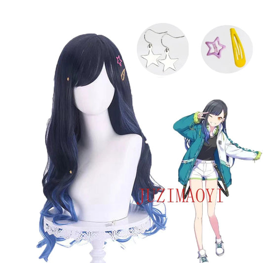 Anime Project SEKAI COLORFUL STAGE! Shiraishi An Cosplay Wig Long 70cm Blue Gradient Curly Wigs Heat Resistant Synthetic Hair