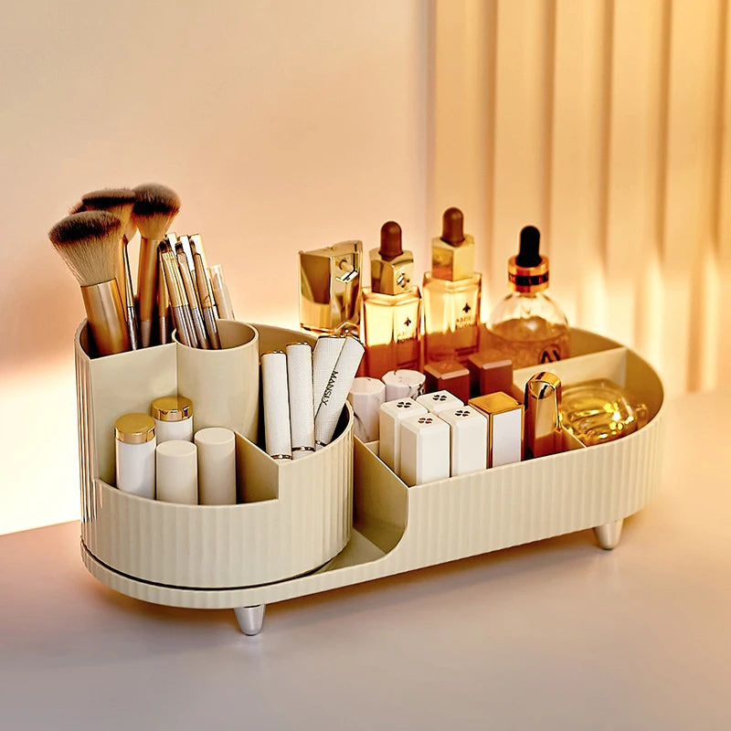 New 360° Rotating Makeup Brush Holder Cosmet Storag Box Luxury Makeup Organiser Lipsticks Make Up Container Vanity Organizer Box