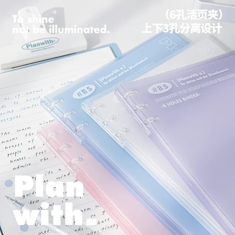 B5 Soft 6-hole Foldable Clear Transparent Pages Agenda Booklet For Business Personal Use Notebooks For Students Back To School