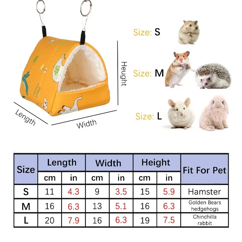 1pc Cute Print Bird Bed Mini Cage Rabbit Squirrel Mat Guinea Pig Nest Hamster House Small Animal Sleeping Bed Pet Hanging Cage