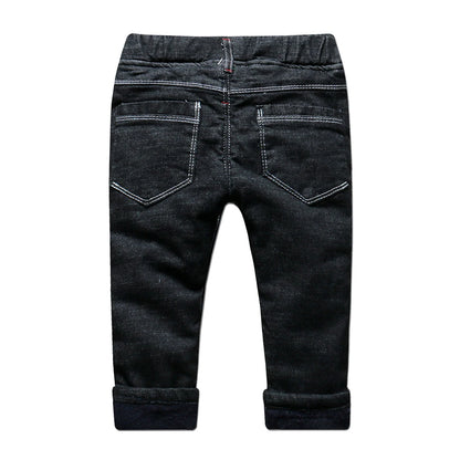 New Fashion Baby Boys Thick Winter Jeans Black Children Clothing Kids Keep Thermal Pants Trousers Boy Warm Jeans Denim 1-5 Year