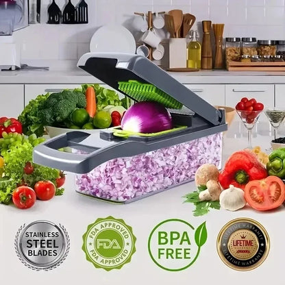 Hot 14/16 in 1 Multifunctional Vegetable Chopper Slicer Shredder with Basket Fruit Slicer Potato Shredder Carrot Grind Gadgets