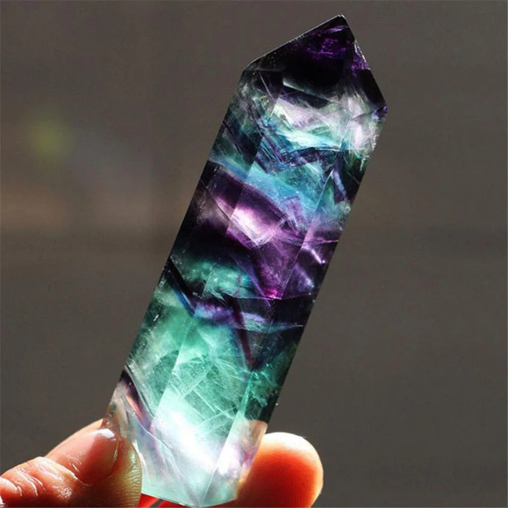 Natural Colorful Striped Fluorite Crystal Wand 4-7CM