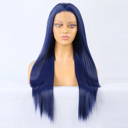 Blue Straight Synthetic Lace Front Wig – Ready to Wear