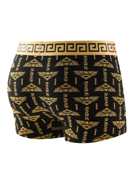 4 pieces of men's underwear, boxer shorts men's underwear, black and gold boxer underwear breathable men's plus size universal