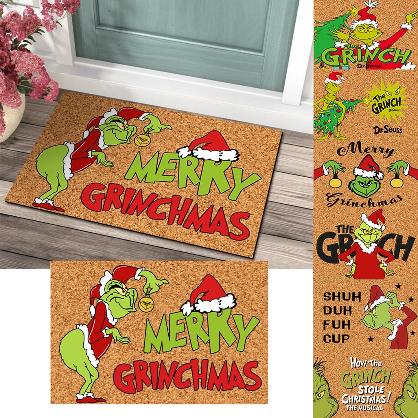 Christmas Door Mat Outdoor Welcome Mat For Front Door, Entryway Christmas Carpet, 24x16 Inch Door Mats, Anti-Slip Rug For Home