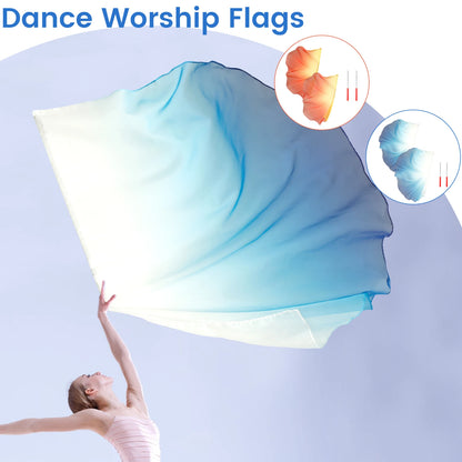 2PCS Dance Worship Flags with Telescopic Poles