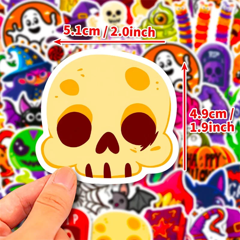 50PCS Cute Halloween PVC Sticker Aesthetic Decoration Scrapbooking Korean Stationery Hand Accounting Tools Supplies for Kids