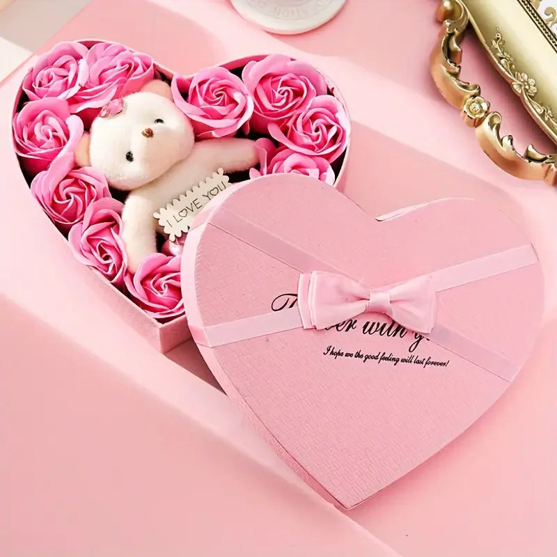 Heart-Shaped Rose Soap Flower Gift Box