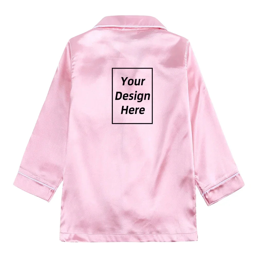 2024 Teenager Custom Summer Pyjamas Print Text Satin Children Pjs Gift Clothes Personalized Boys Girls Family Party Loungewear