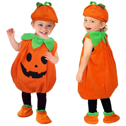 Halloween Pumpkin Costume Kids Children Hat Cosplay for Baby Girls Boys Stage Performance Holiday Party Clothing Suit Gifts