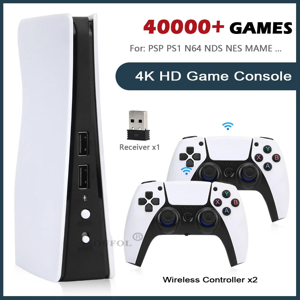 NEW GB5 Video Game Console 64GB/128GB 40000 Free Games HD TV Game Box 5 Two Gamepads For PS1/PSP/MAME Gaming Stick Dropshipping