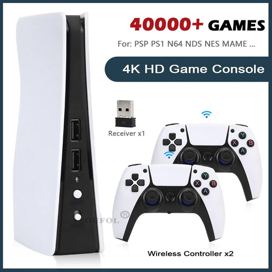 NEW GB5 Video Game Console 64GB/128GB 40000 Free Games HD TV Game Box 5 Two Gamepads For PS1/PSP/MAME Gaming Stick Dropshipping