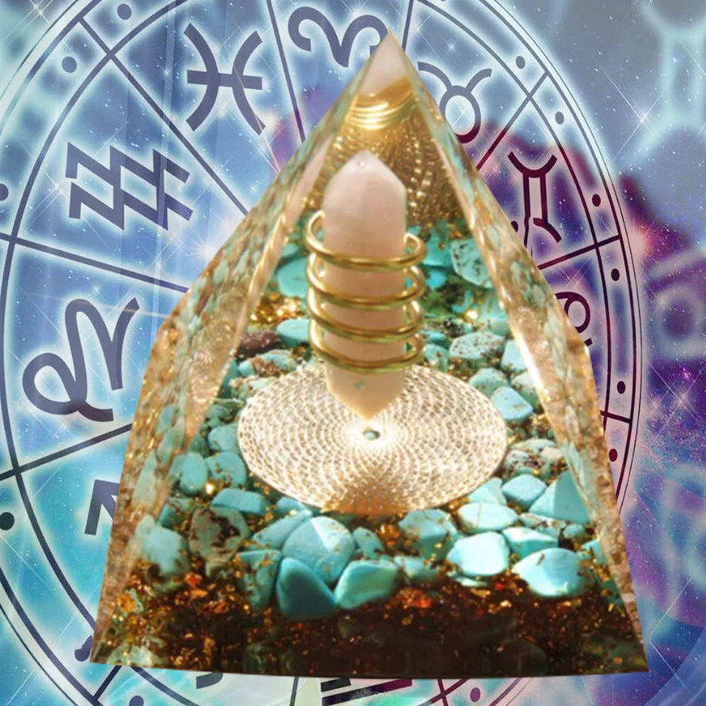 Energy Generator Orgone Pyramid with Amethyst & Peridot