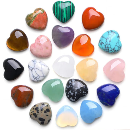 7 Pcs Mini Crystal Heart Stone Sculpture Set