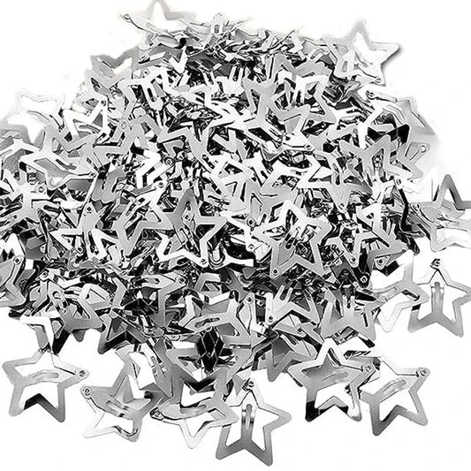 Y2K Silver Star Hair Clips - 10 to 200 Pcs for Girls