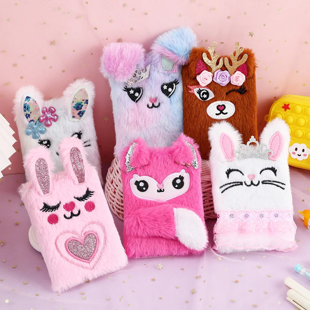 Cute Cartoon Bunny Plush Mini Notebook for Kids