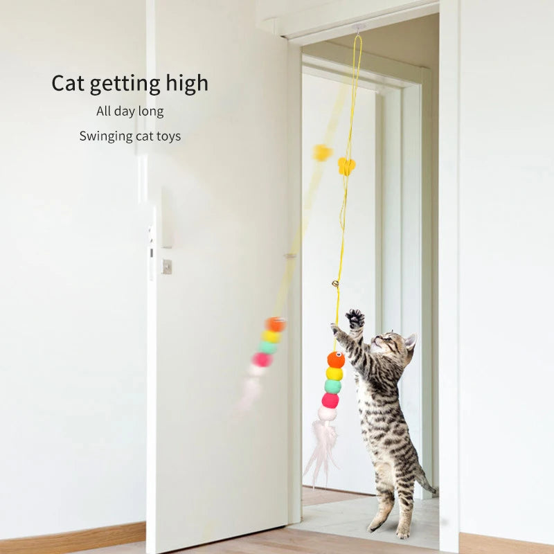 Cat Toys Swing Sticky Disc Elastic Hanging Door Teasing Cat Rope Long Rope Teasing Cat Cat Toy Cat Accessories Pet Kitten Toy