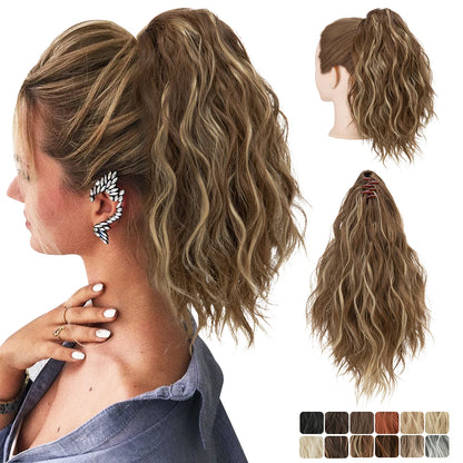 Synthetic Curly Claw Clip In Ponytail Blonde Brown Short Hairpiece 13" Fake Hair False Pigtail Hair Extensions