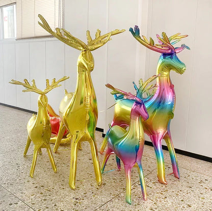 2pcs Colorful Gold Christmas Series Standing Large Small Elk Aluminum Foil Balloon Birthday Party Baby Shower Christmas Decor