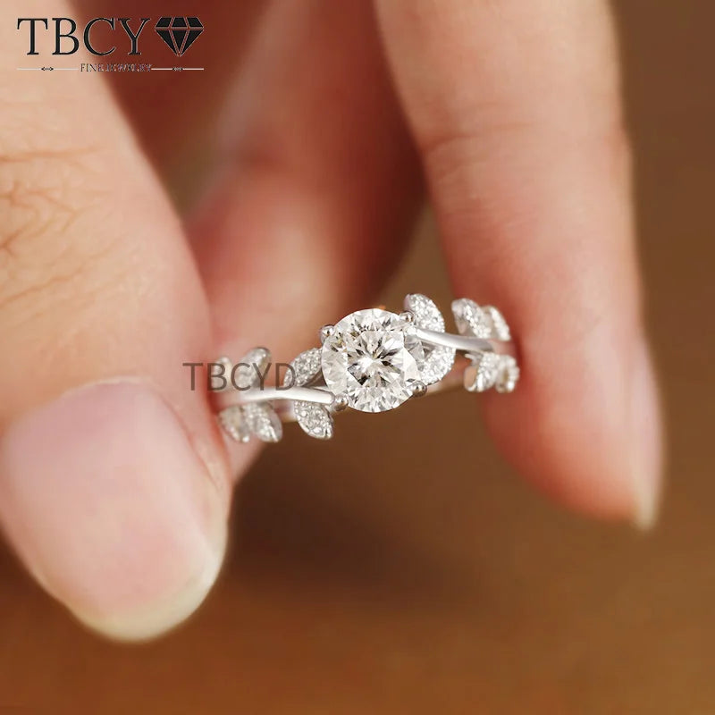 TBCYD 1CT D Color Moissanite Diamond Rings For Women S925 Sliver Laurel Leaf Engagement Wedding Band Fine Jewelry Gift Wholesale