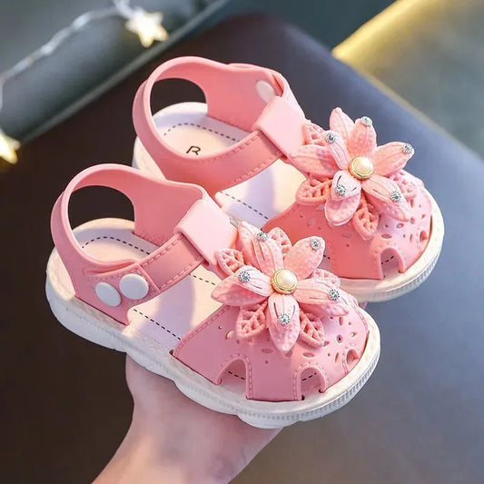 Playful Bow Summer Sandals for Girls - Cute PVC Beach Shoes