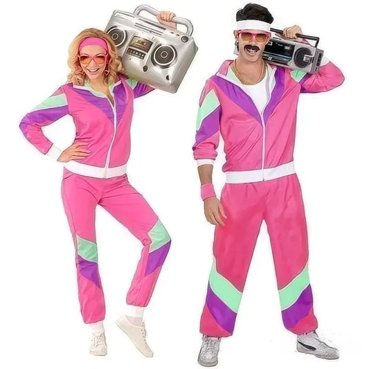 Halloween Costumes 70s Retro Disco Couple Sportswear Cos  Party Stage Performance Costumes