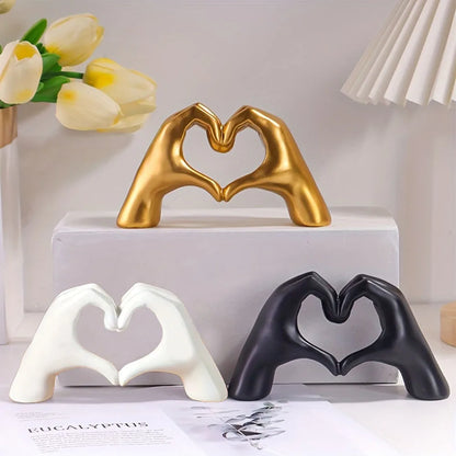 Nordic Resin Love Gesture Sculpture - Luxury Home Ornament