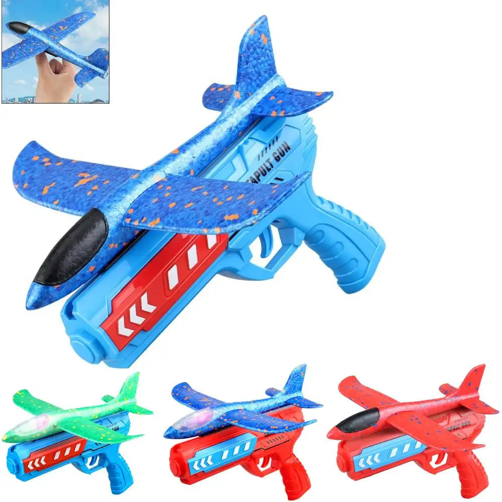 Airplane Launcher Toys Outdoor Sports Flying Toys Non Slip Kids Catapult Plane With/without Light Birthday Gifts for Boys Girls