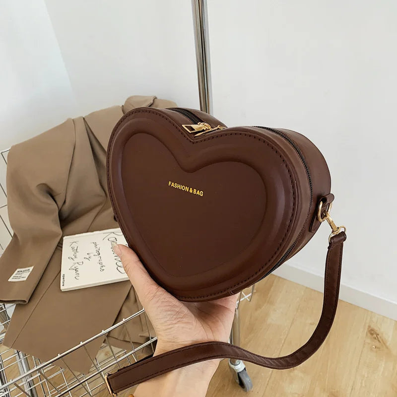 Heart Shape PU Leather Crossbody Shoulder Bag for Women