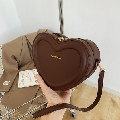 Heart Shape PU Leather Crossbody Shoulder Bag for Women