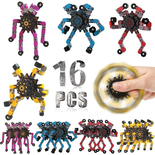 12/16PCS Deformable Chain Robot Spinners - Fidget Stress Relief Toys