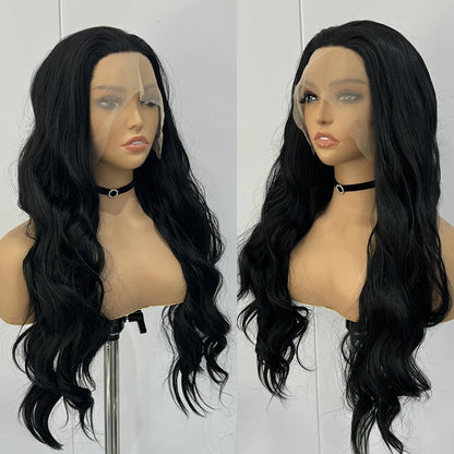 Black Long Body Wavy Synthetic Lace Front Wig