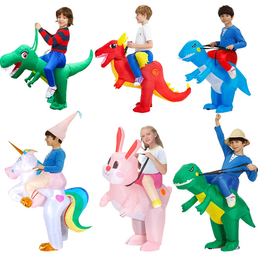 Kids Child Dinosaur Unicorn Inflatable Costume Cute Funny Clothing For Boys Girls Halloween Christmas Performance Party Suits