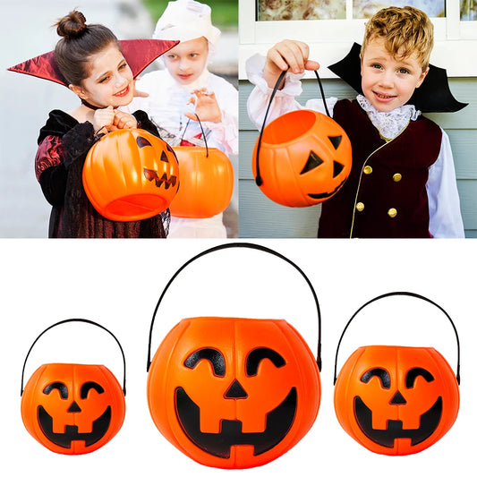 Halloween Pumpkin Bucket for Candy Snack Gift Holder Portable Boxes Kids Trick or Treat Packaging Halloween Decoration 2024