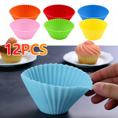 12pcs Reusable Silicone Cupcake Baking Cups