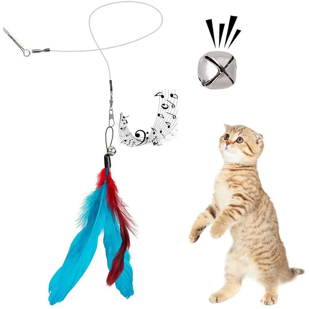 12Pcs Replacement Cat Feather Toy Set Cat Teaser Wand Toy for Kitten Cat Interactive Training Playing Stick Toy Cat Supplies