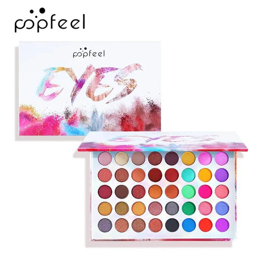 POPFEEL Professional 40-colors Eyeshadow Palette, Pearly Glitter Matte Fantasy, Rainbow Color Tone, Ultra Pigmented