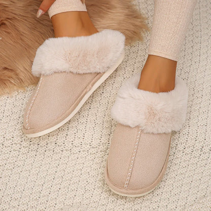 Cozy Closed Toe Faux Fur Slippers for Women