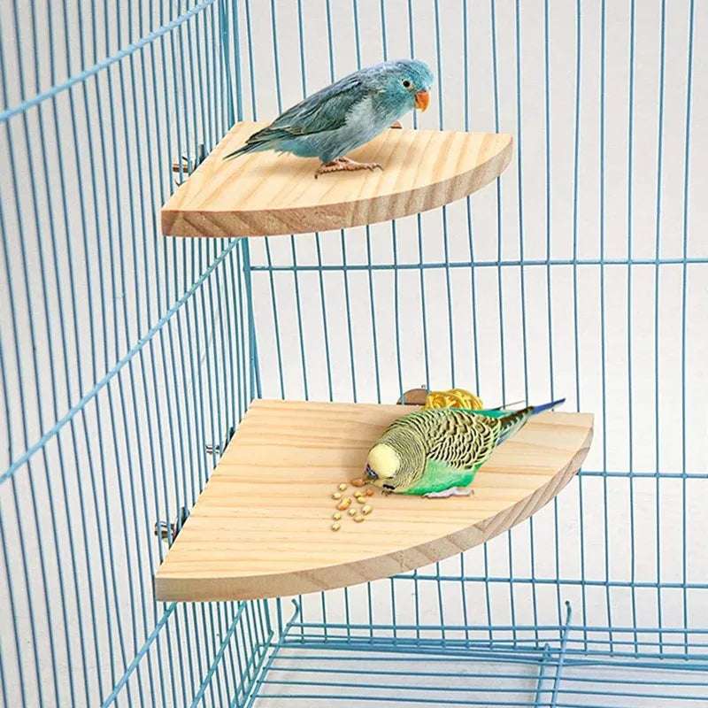 Parrot Bird Wood Perch Stand Platform Rectangle Fan-shaped Shelf Stand Board Parakeet Hamster Gerbil Rat Cage birdcage Supplies