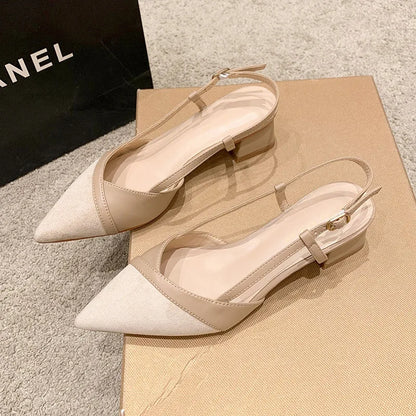 Women Sexy Chunky Heel Shoes Women Summer Pointed Toe Dress Slippers Designer 2024 New Party Pumps Walking Femme Zapatos Slides