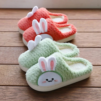 Cute Rabbit Indoor Slippers for Kids - Warm & Furry Comfort