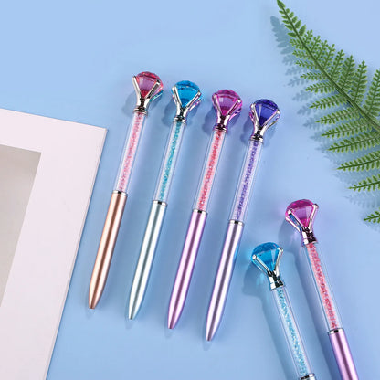 10Pcs Cute Crystal Diamond Ballpoint Pens - Blue Ink