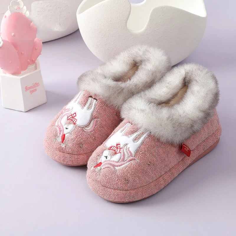 Crestar Cute Plush Cotton Slippers for Kids