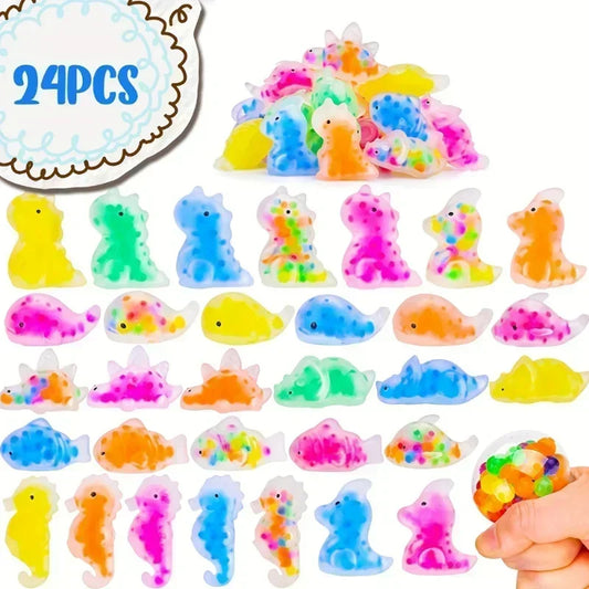 Squishy Fidget Toys for Kids Mochi Squishy Toys Bulk Party Squeeze Balls with Water Beads Dinosaur Sea Animals Stress Relief Toy