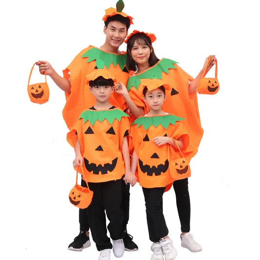 Halloween Costumes for Adults and Children, Pumpkin Costumes, Makeup Performance  Pumpkin Hats, Pumpkin Bags, Clothes Sets