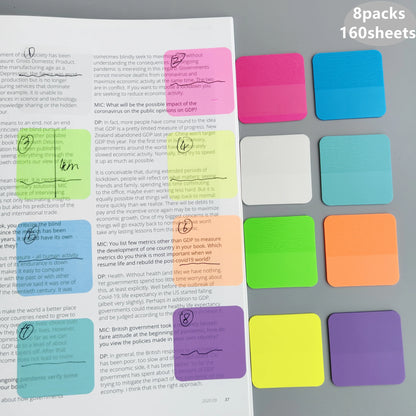 160 Sheets Colorful Transparent Sticky Notes