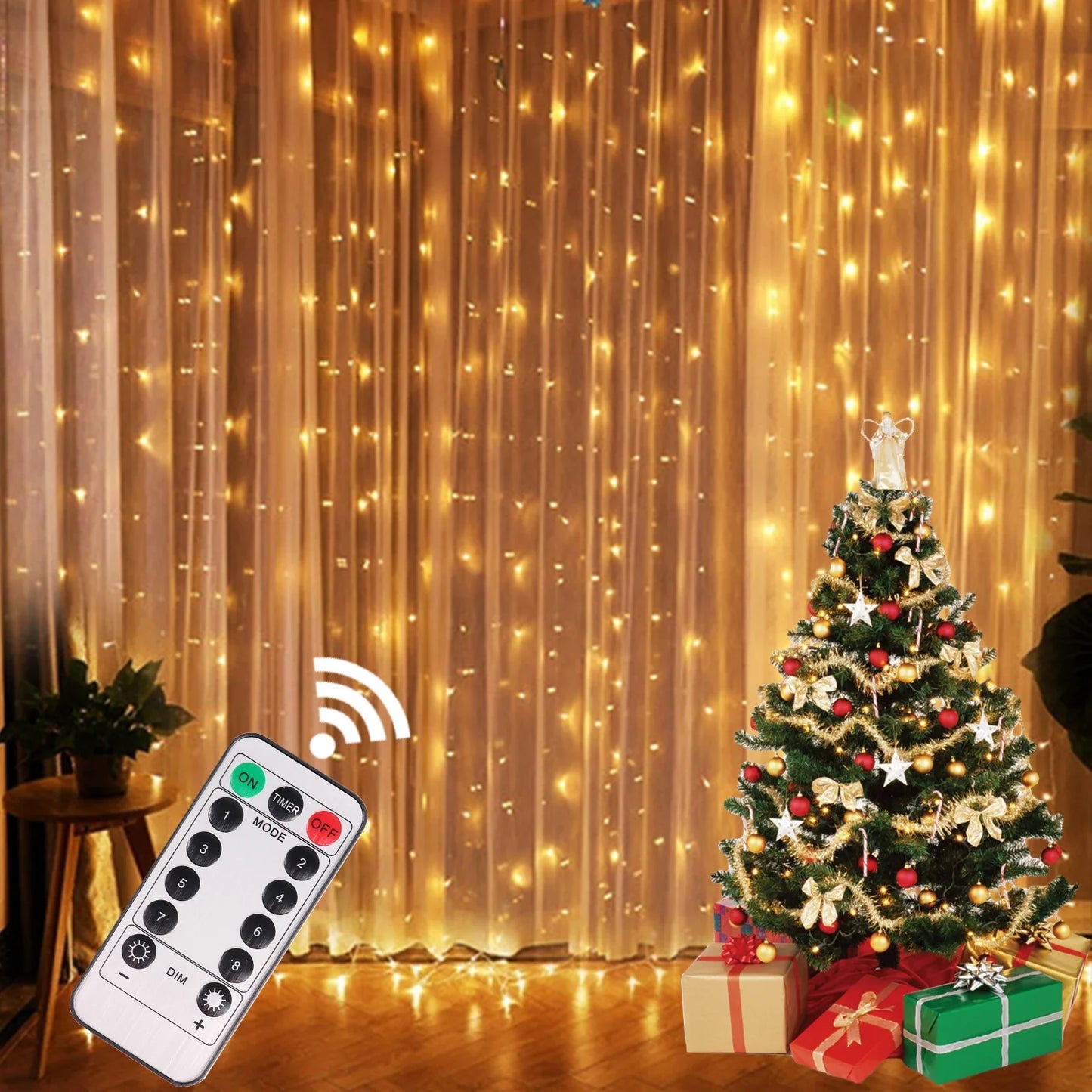 Christmas Lights LED Fairy String Curtain Lights 8 Mode Remote USB Festoon Christmas Decor For Home Holiday New Year Lamp