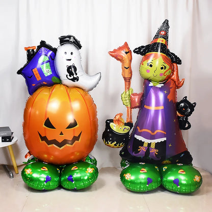 Giant Stand Halloween Foil Balloons Pumpkin Witch Ghost Inflatable Globos For Halloween Party Decoration Kids Favors Gift Toys